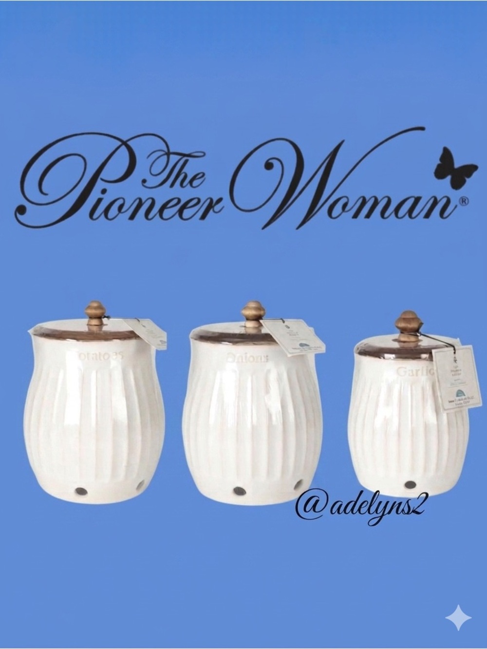 2026 🌺 New Pioneer Woman Vegetable Keepers Storage Kitchen Canisters Wood Lids